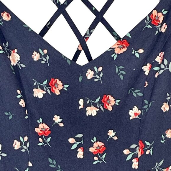 NWOT Nine Britton Willow Strappy Brushed Knit Maxi Dress Sz SP Navy Ditsy Floral - Picture 7 of 12